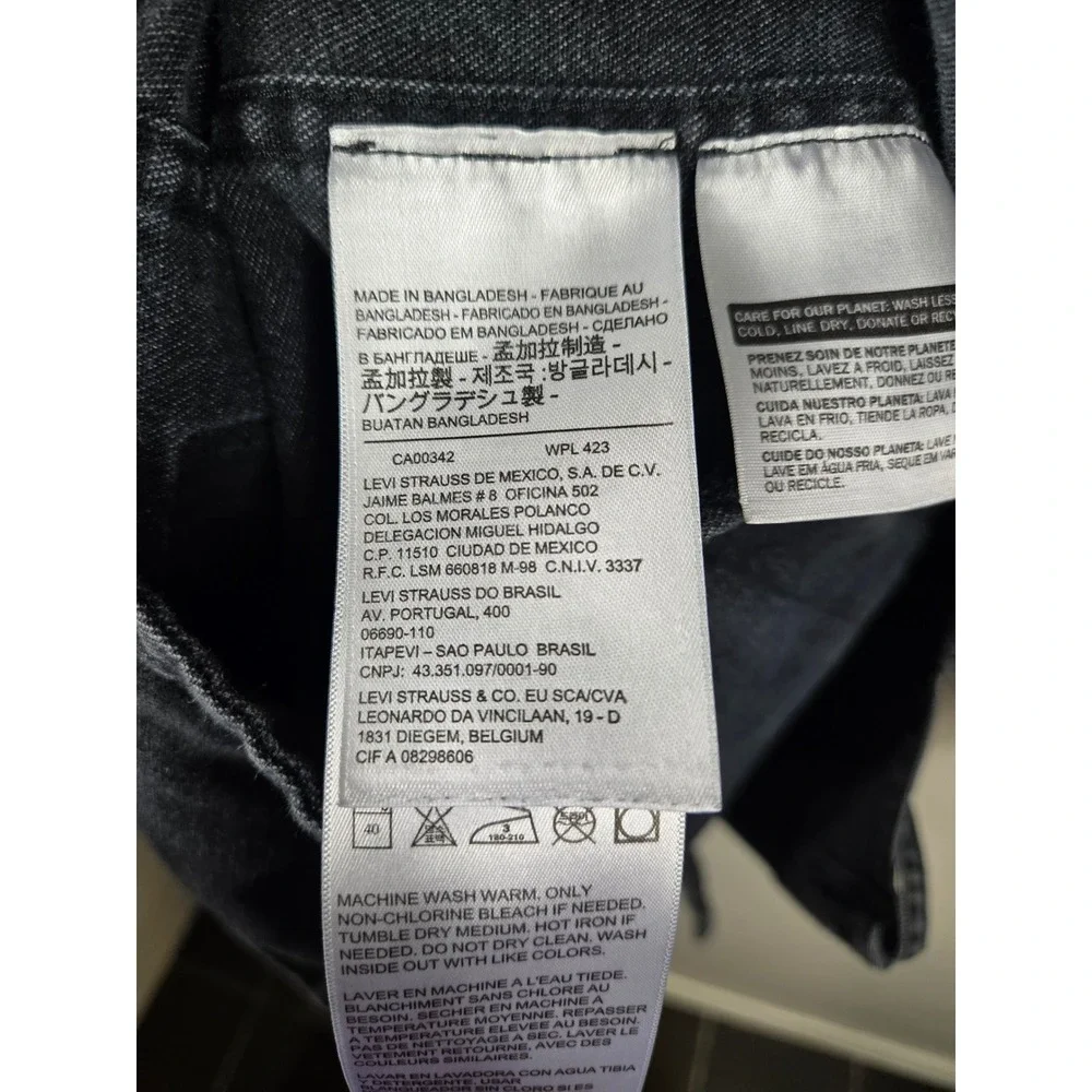 Levis Mens Hooded Denim Parka Jacket Faded Black Cotton Utility Coat Large